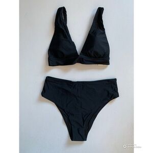 Aerie Size Medium Black Bikini Set Triangle Top + Cheeky Bottom NWT